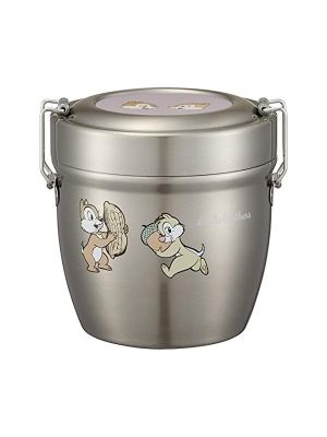 Skater Vacuum Stainless Bowl Lunch Jar 570ml [Chip & Dale / Smoky Color]