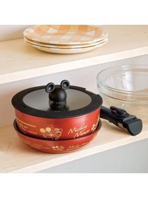 SKATER Mickey and Friends 2 Piece Nabe & Pan Set with Removable Handle, 7.9 inches (20 cm), Frying Pan, 7.9 inches (20 cm), Glass Lid, 7.9 inches (20 cm)